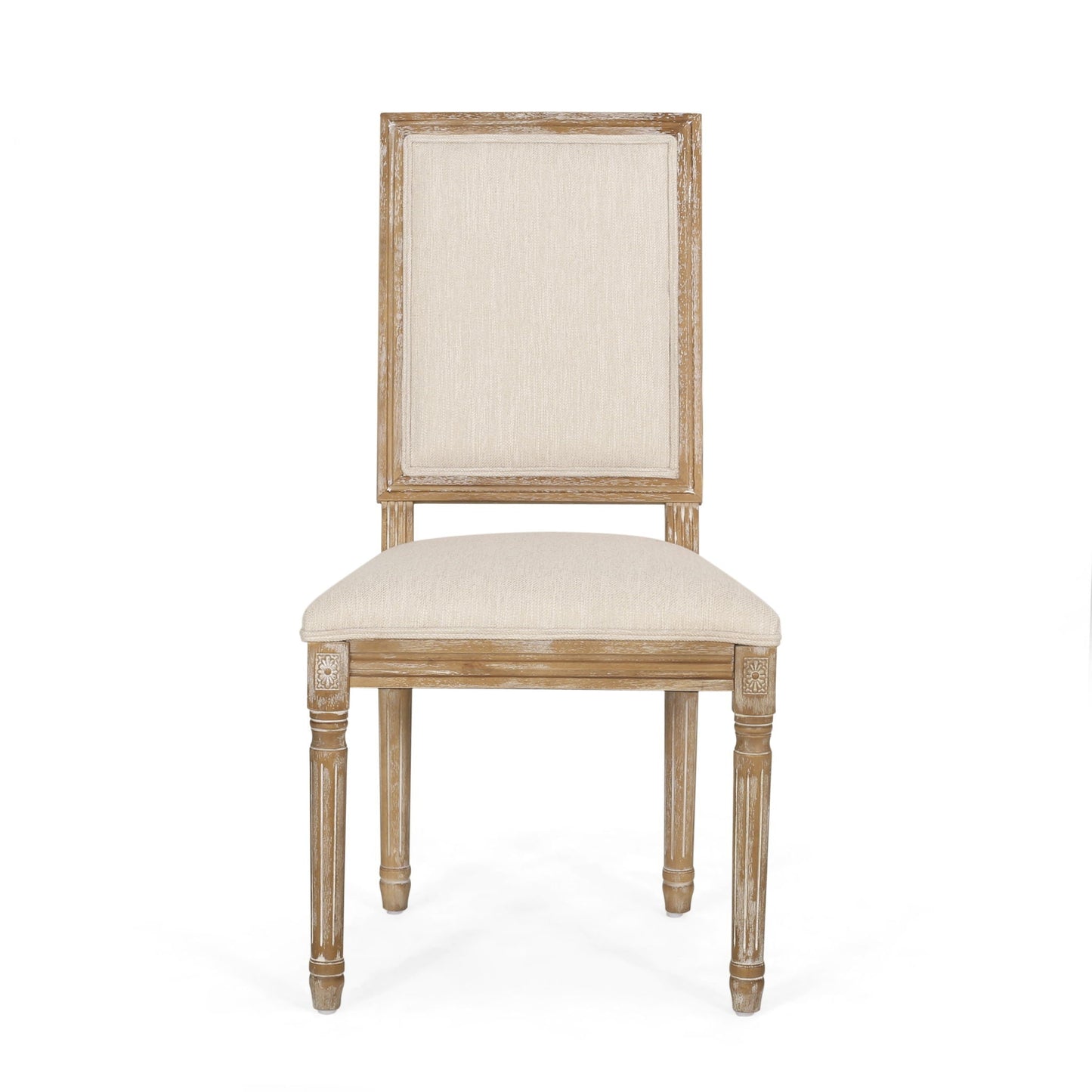 French Country Style Dining Chair With Upholstered Seating And Fluted Legs
