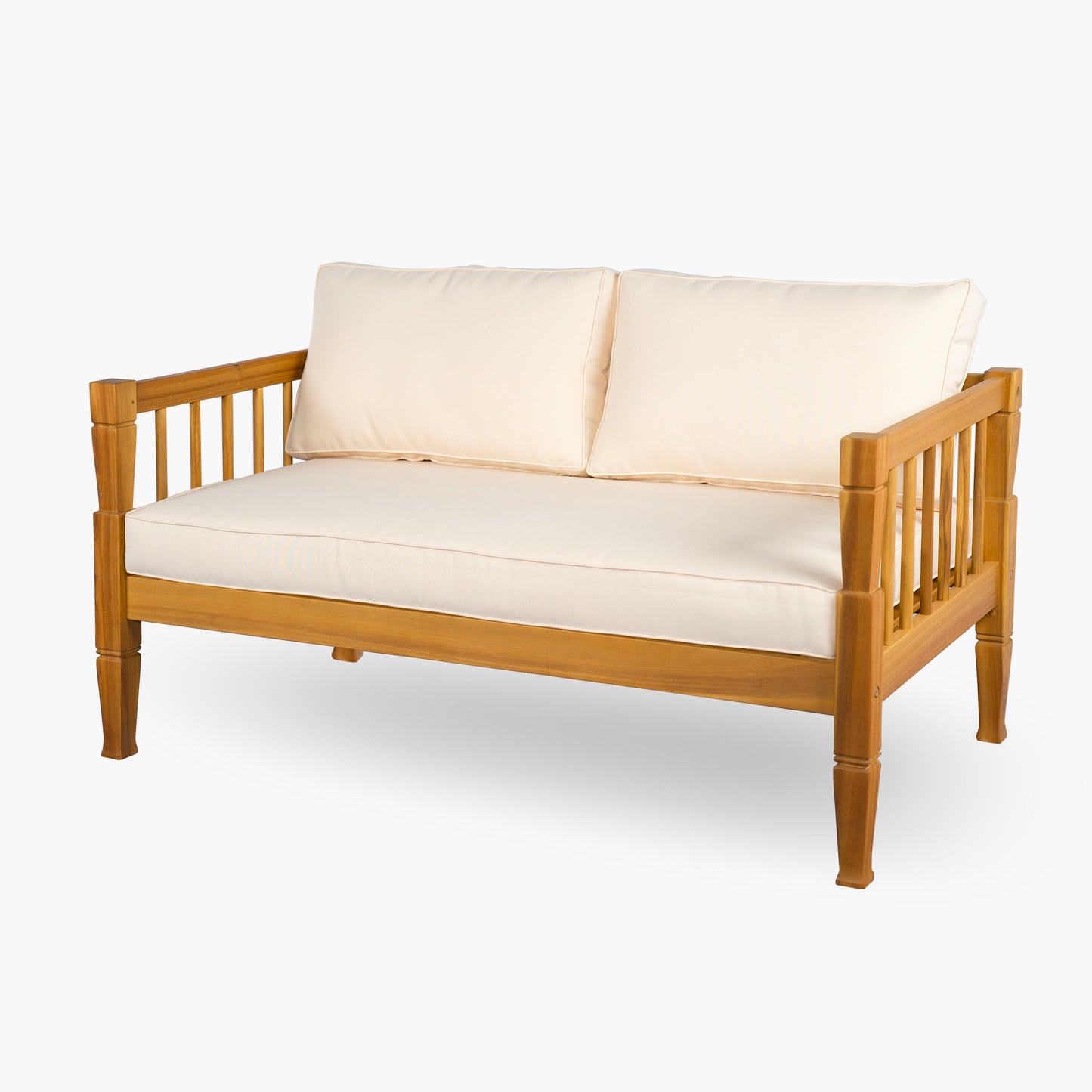 Patio Conversation Set 4-piece Teak Finish with Coffee Table and Cushions