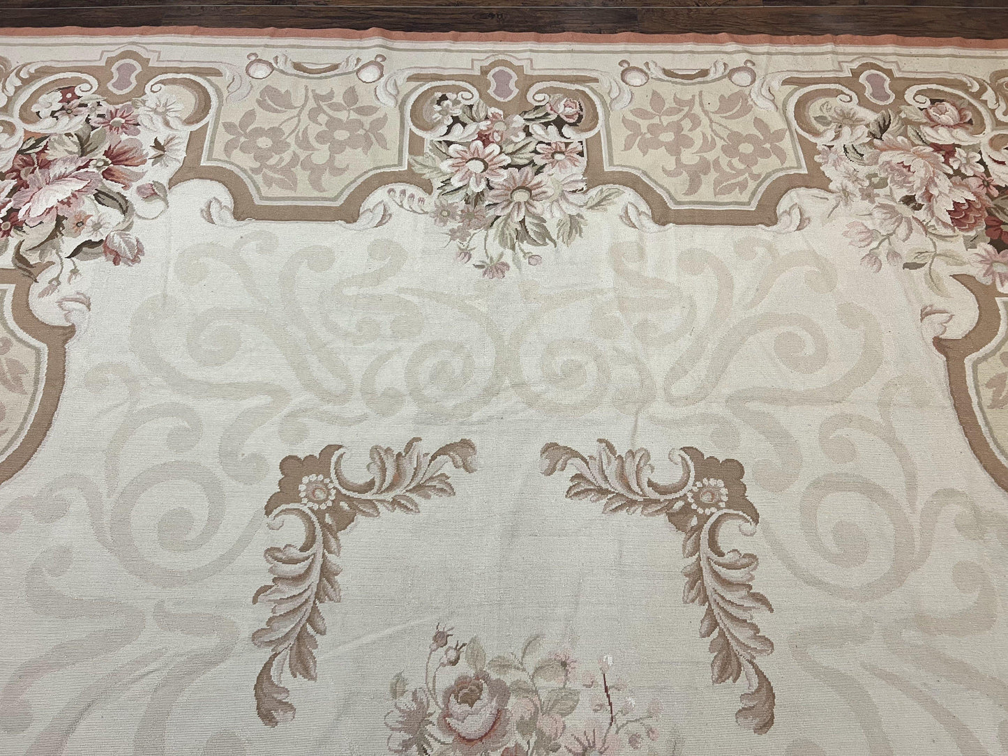 10x14 Aubusson Rug, Wool Handmade Vintage Carpet, French European Design, Elegant