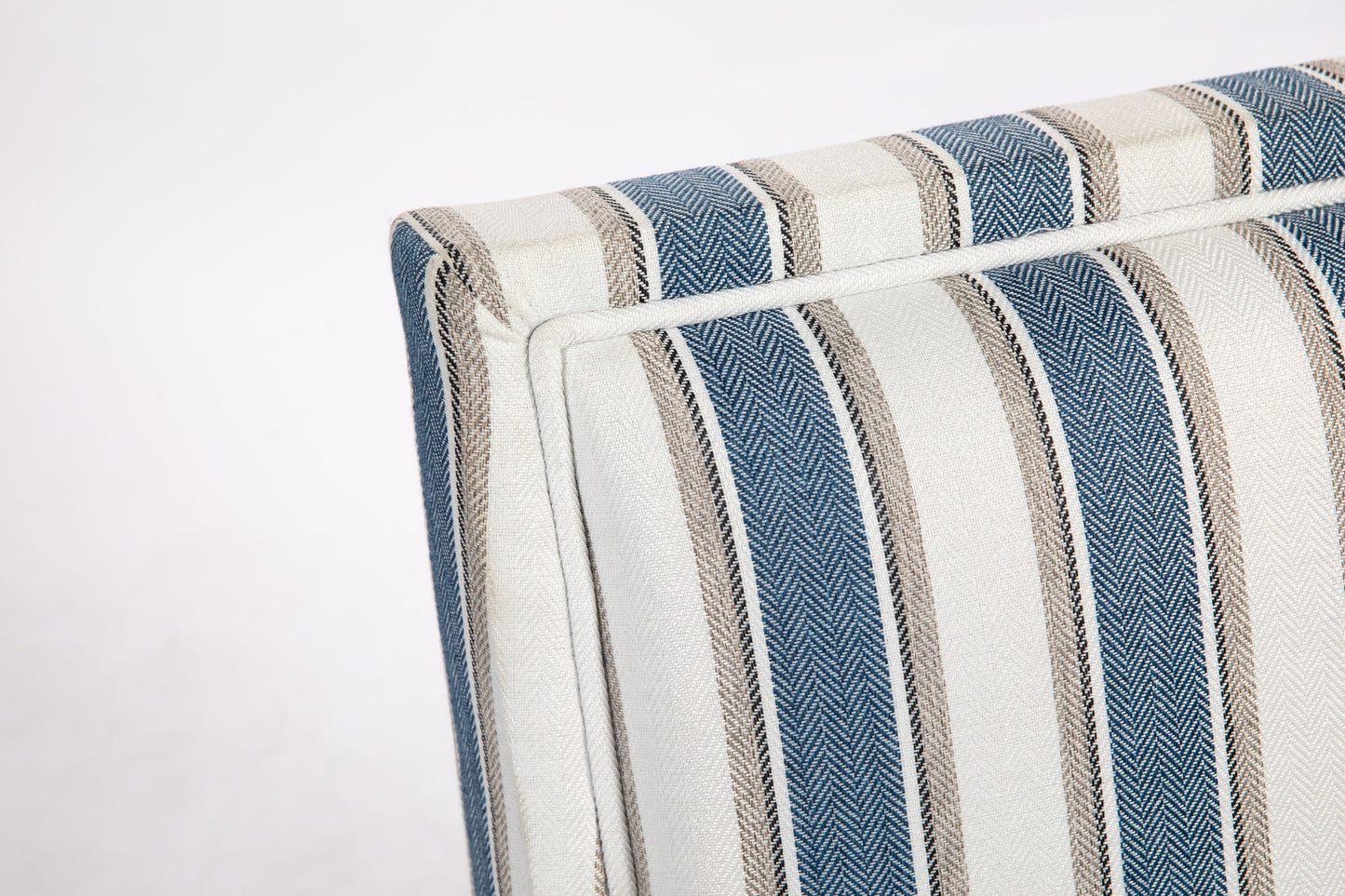 Accent Chair Vintage Blue White Stripe Linen Nailhead Trim