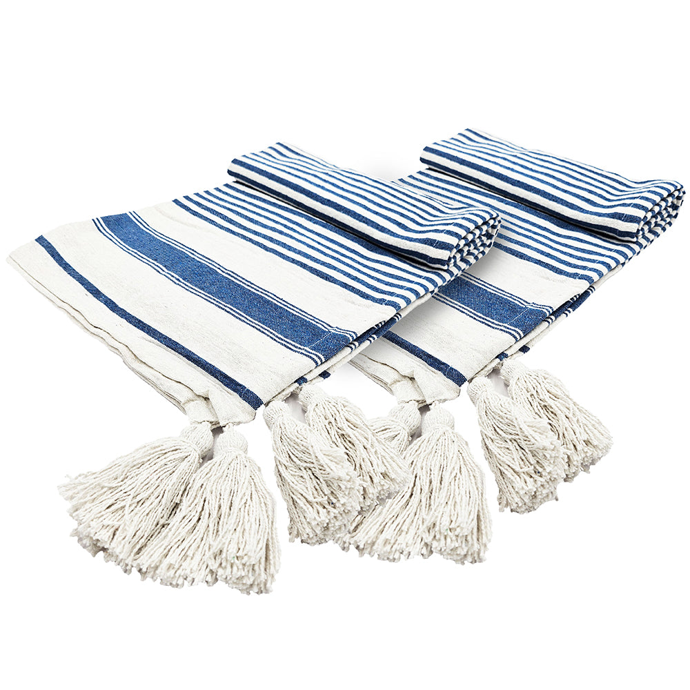 Brighton Blue & White Striped Cotton Throw Blanket
