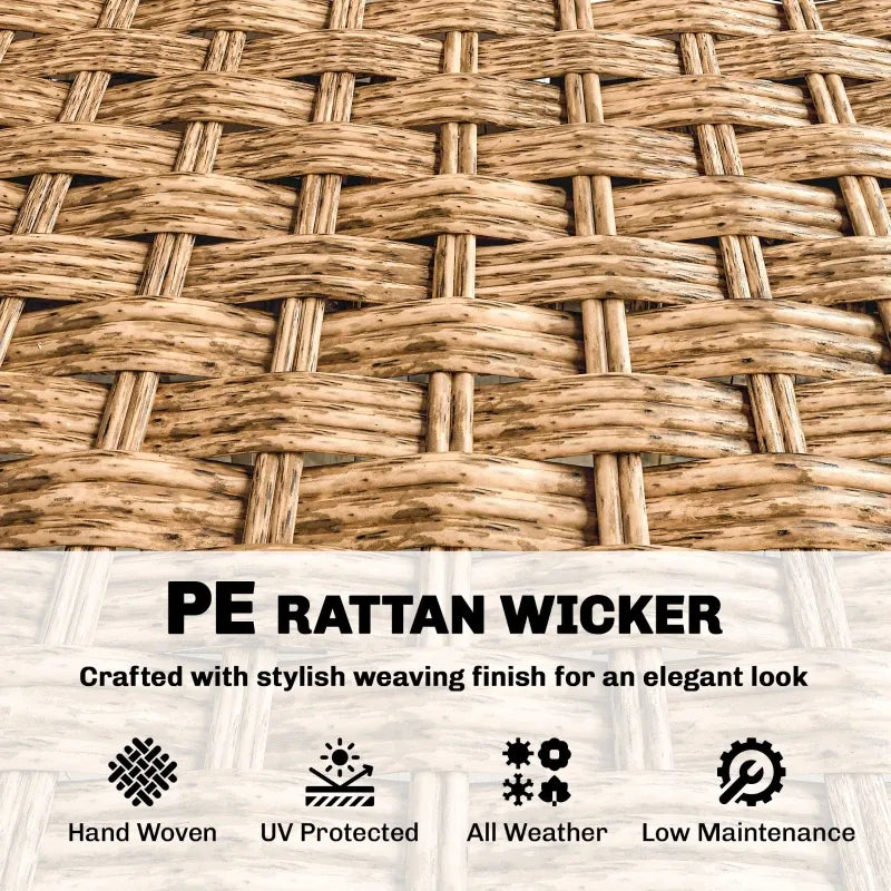 Sofa Outdoor Patio Rattan Wicker with Weather Resistant Cushions Poolside