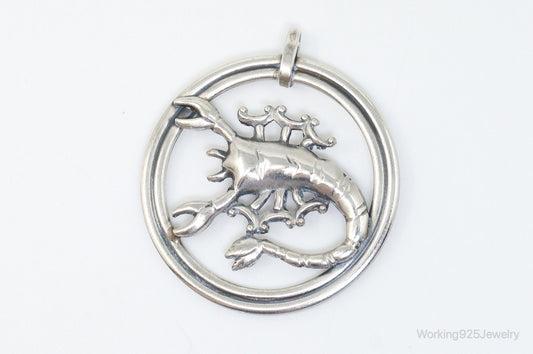 Vintage Designer Van Dell Scorpion Scorpio Sterling Silver Pendant