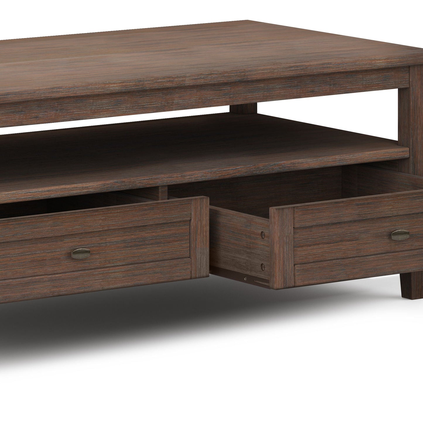 Ashcombe Shaker Coffee Table with Dual Drawers & Open Storage Shelf