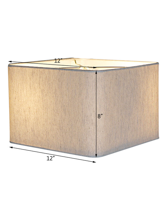 12x12x8 Rounded Corner Premiere Hardback Shallow Square Drum Lampshade Textured Oatmeal