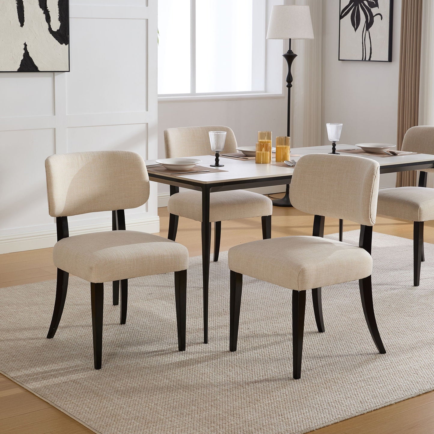 Kitchen Dining Chairs (Set of 2) - Cream