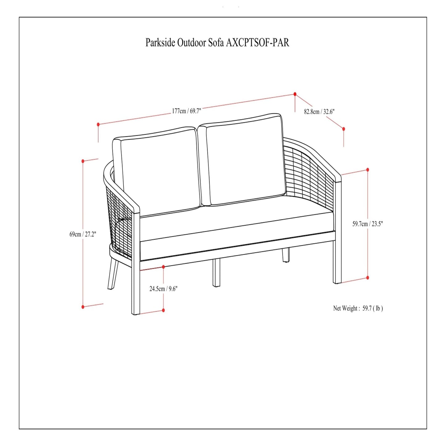 Ashcroft Outdoor Woven Acacia Sofa | Garden Pavilion Collection | Bay & Bridle