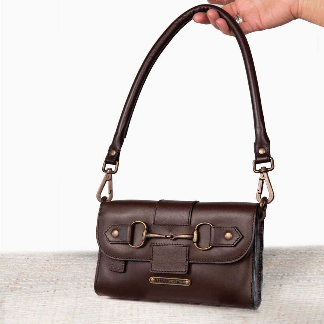 Dalton - Horse Bit Crossbody Luxury Leather Handbag in Deep Brown