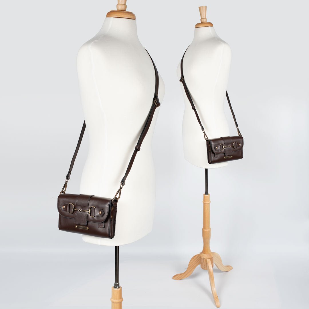 Dalton - Horse Bit Crossbody Luxury Leather Handbag in Deep Brown