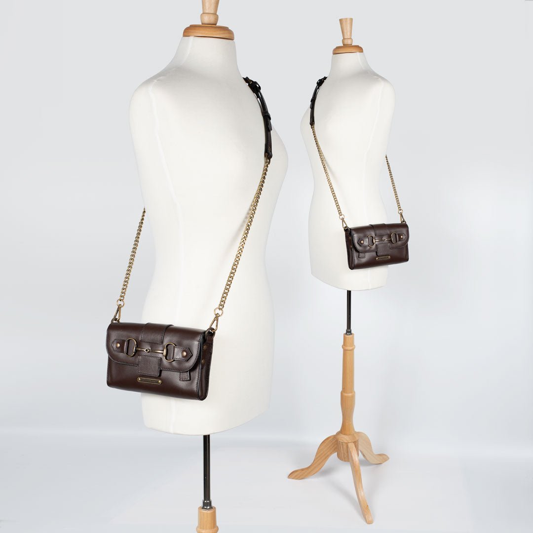 Dalton - Horse Bit Crossbody Luxury Leather Handbag in Deep Brown
