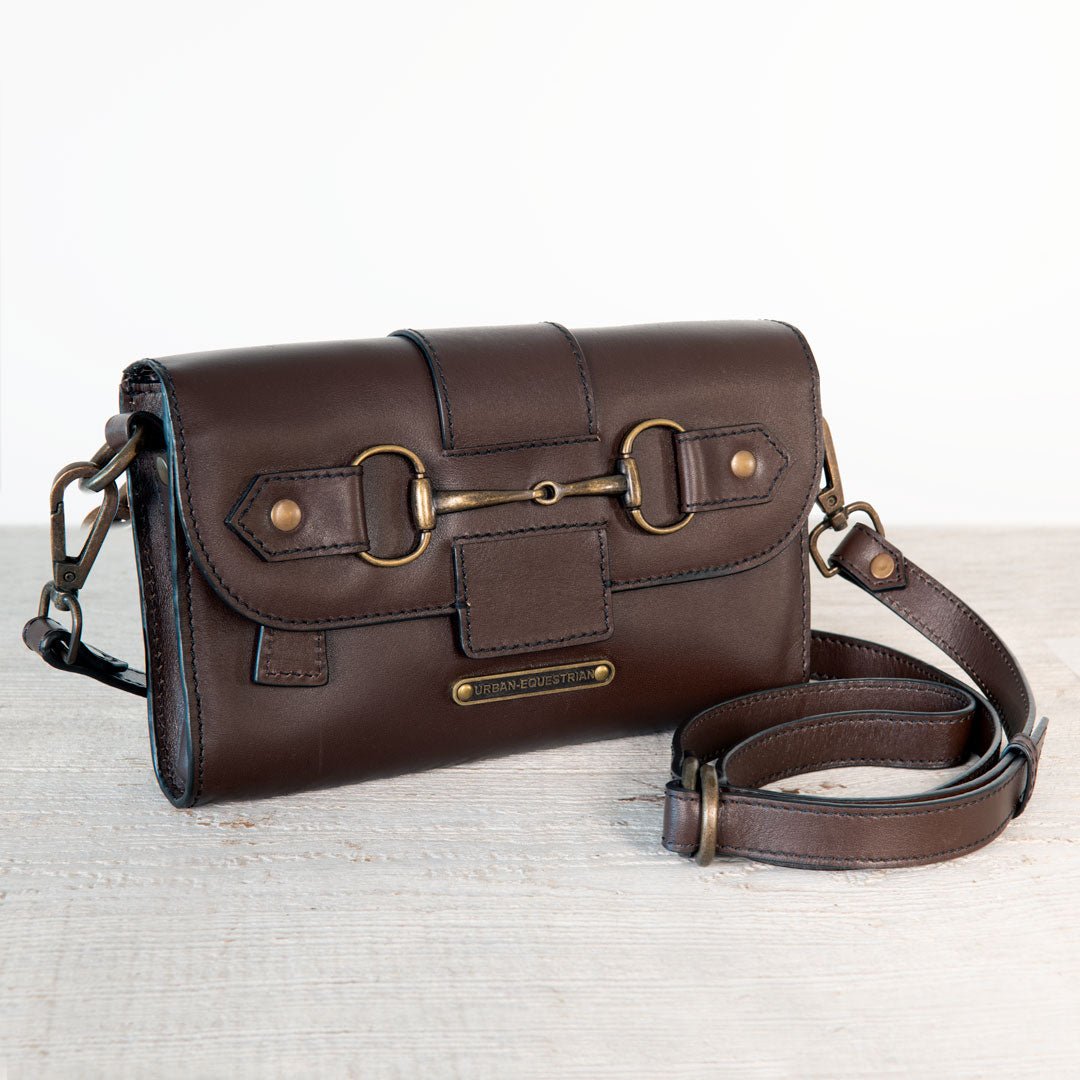 Dalton - Horse Bit Crossbody Luxury Leather Handbag in Deep Brown