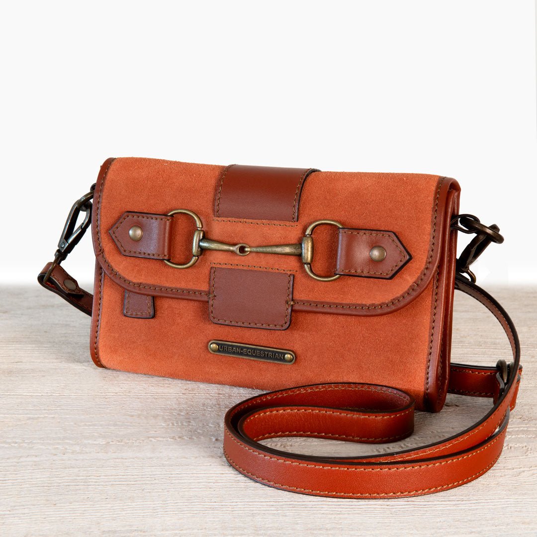 Dalton - Horse Bit Crossbody Luxury Leather Handbag in Cognac on Cognac