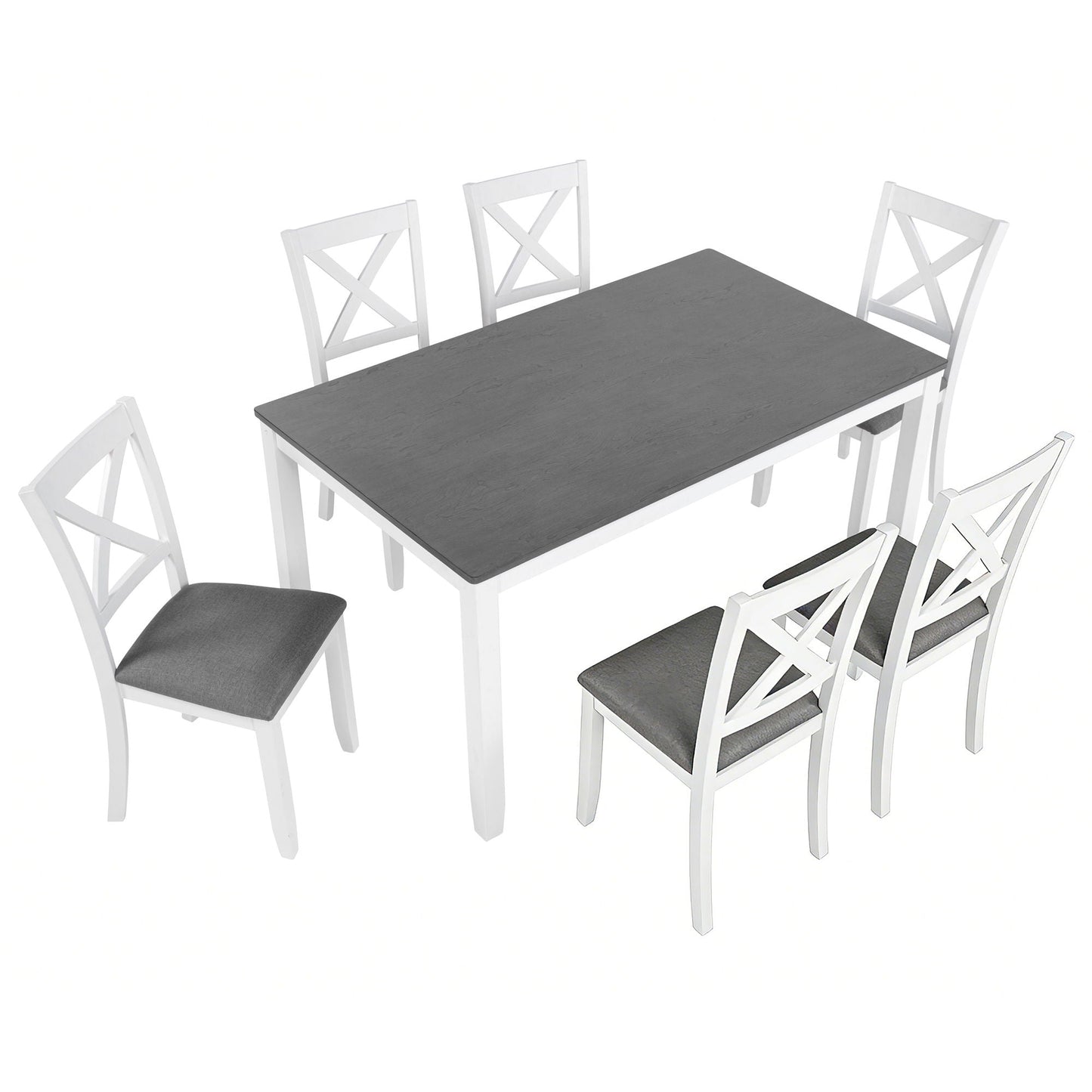 6 Pieces Kitchen Dining Set, Rectangular Wooden Dining Table With 4 Chairs And A Bench