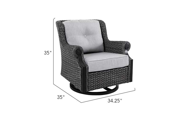 Lassen 4-Piece Woven Outdoor Lounge Set with Swivel Rocking Chairs – Gray