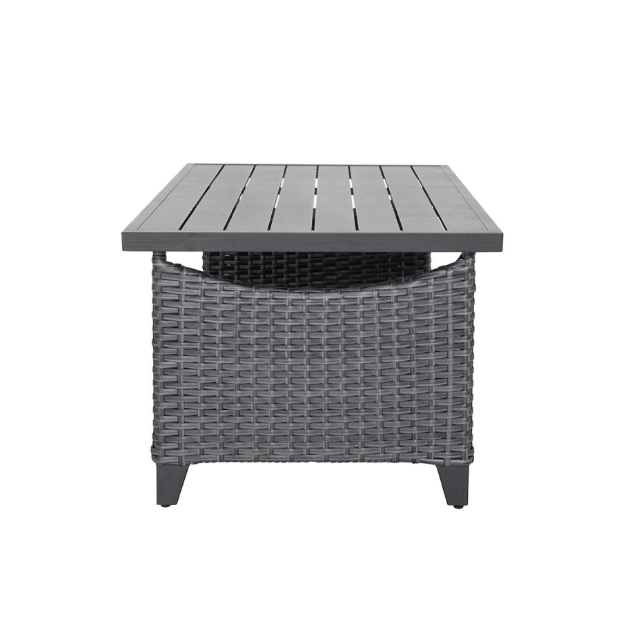 Lassen 4-Piece Woven Outdoor Lounge Set with Swivel Rocking Chairs – Gray
