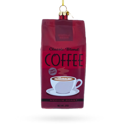 Organic Coffee Bag Glass Christmas Ornament