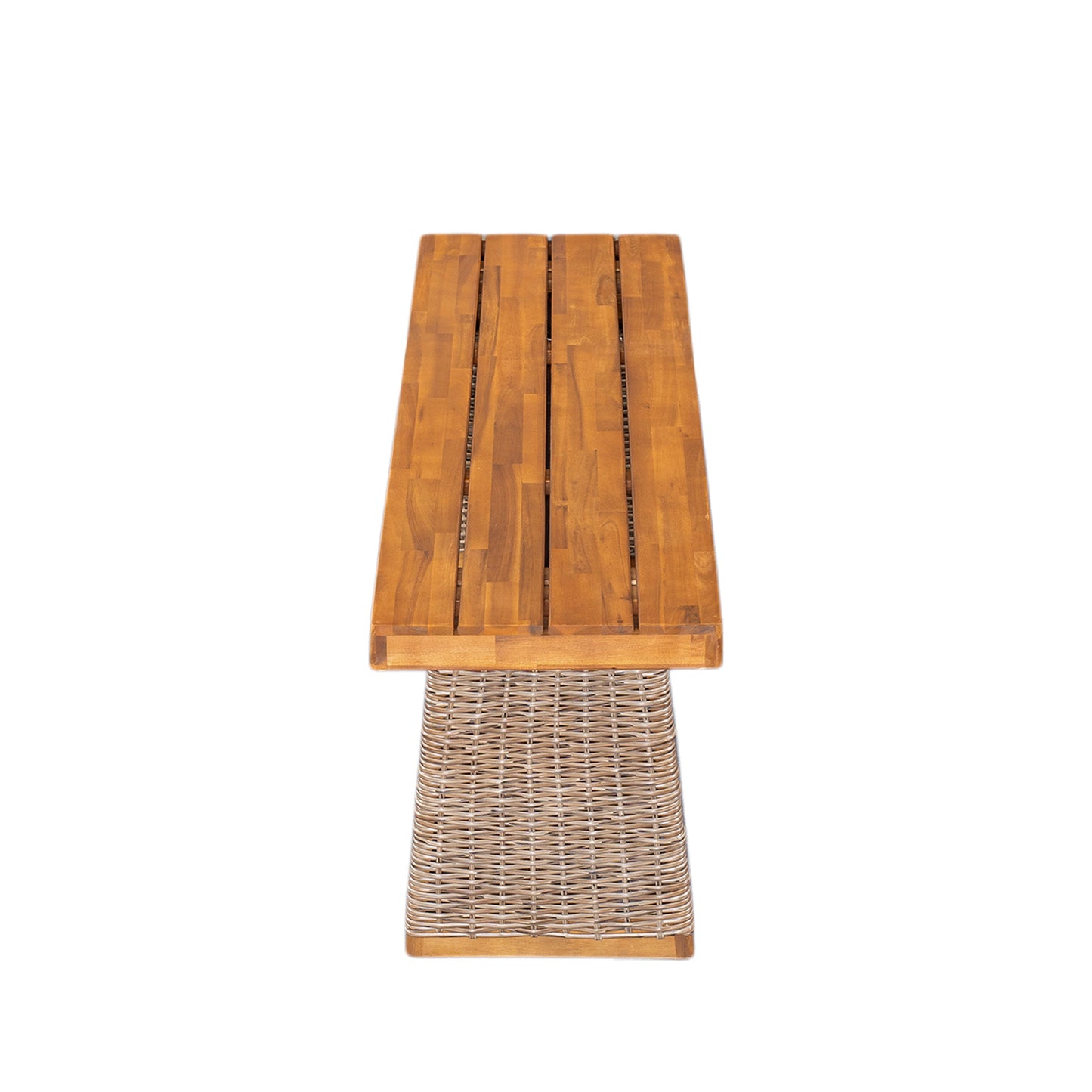 Outdoor Set 3-piece Acacia Wood Dining with Handwoven Rattan Legs Brown