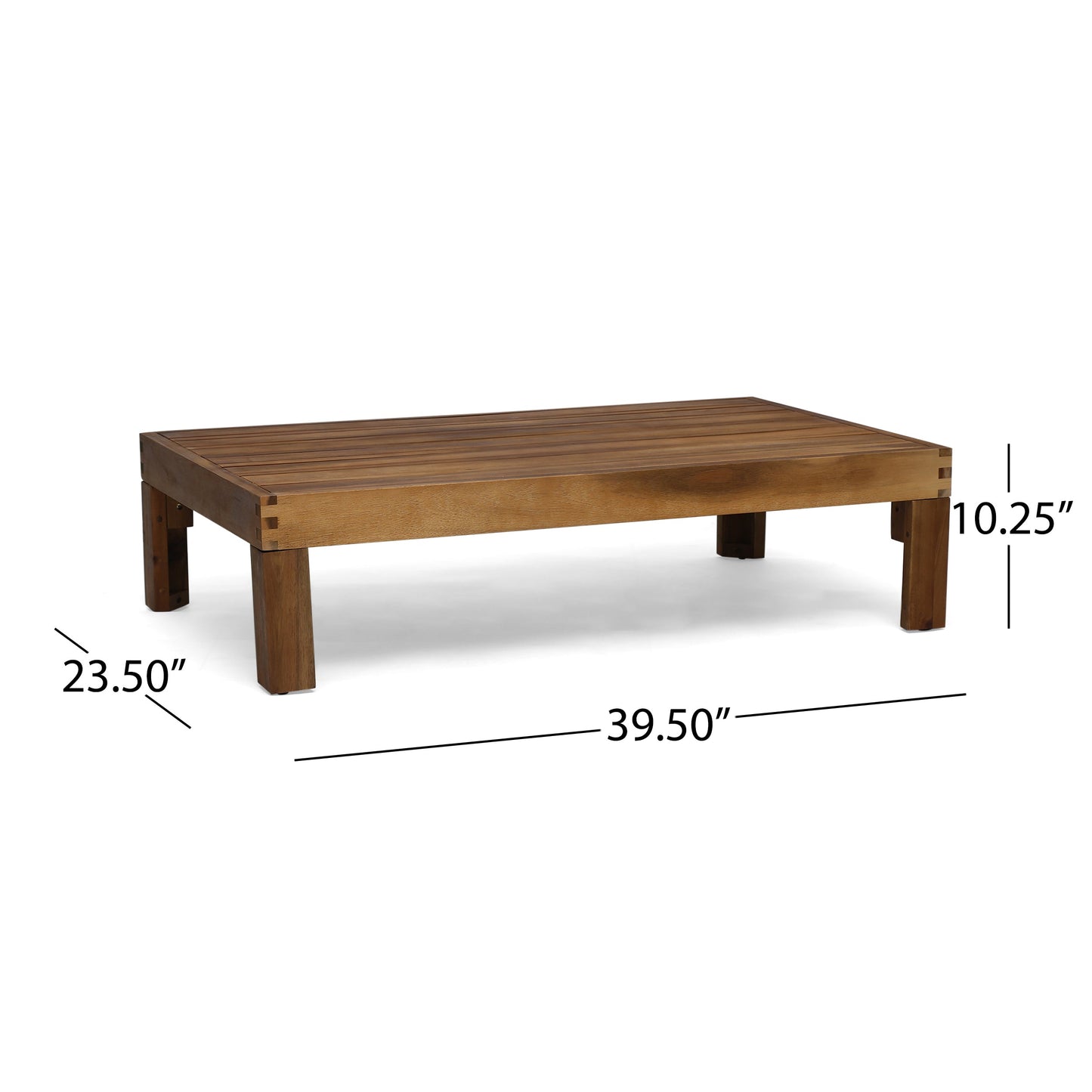 Outdoor L-Shaped Sofa Set with Coffee Table Dark Blue Cushions Teak 5-piece