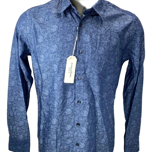 Men's Jacquard Floral Cotton Button-up Shirt
