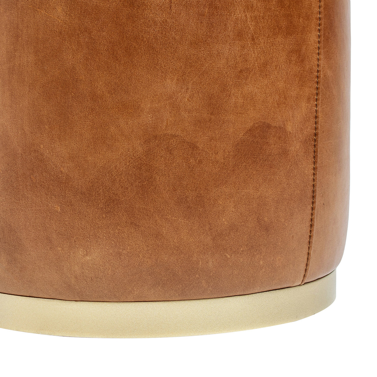 Nico Camel Saddle Leather & Brass Ottoman