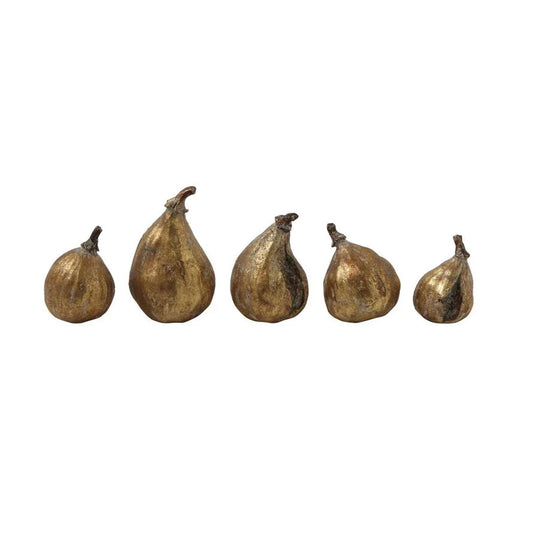 Decorative Artisanal Gold Figs - Set of 5