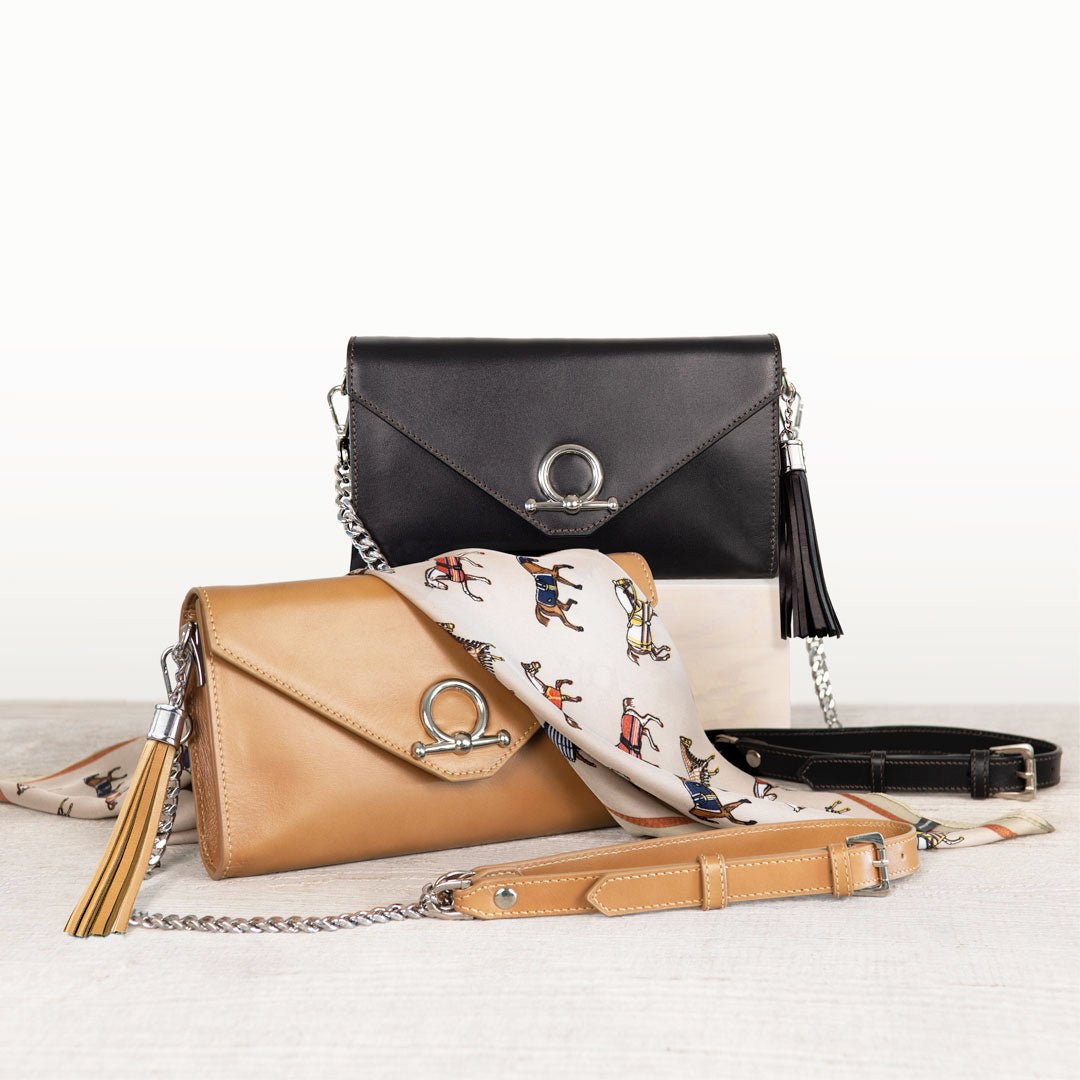Del Mar - Horse Bit Crossbody Luxury Leather Handbag in Caramel