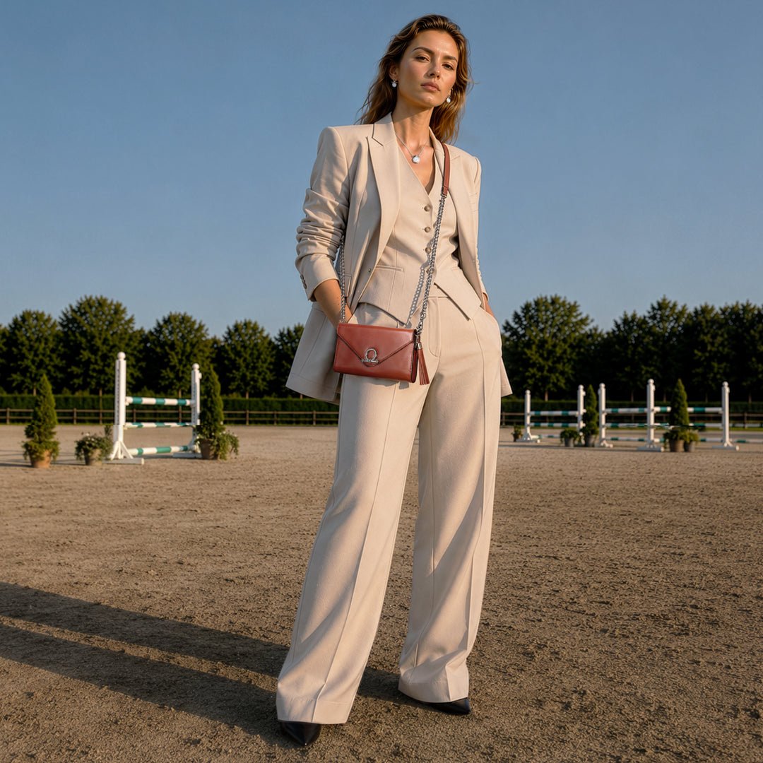 Del Mar - Horse Bit Crossbody Luxury Leather Handbag in Cognac