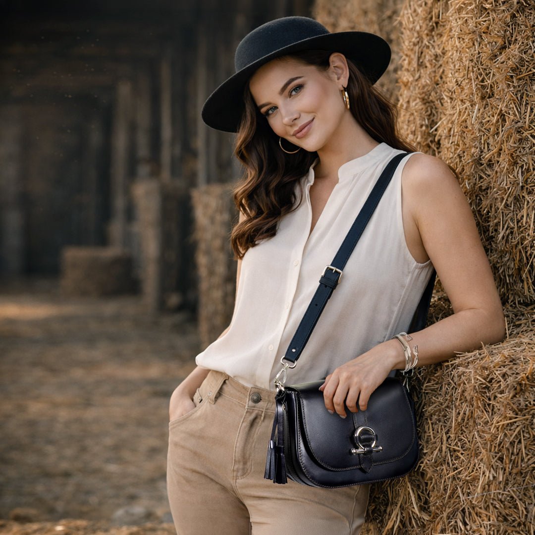 Del Rey - Equestrian Horse Bit Crossbody Luxury Leather Handbag in Caramel