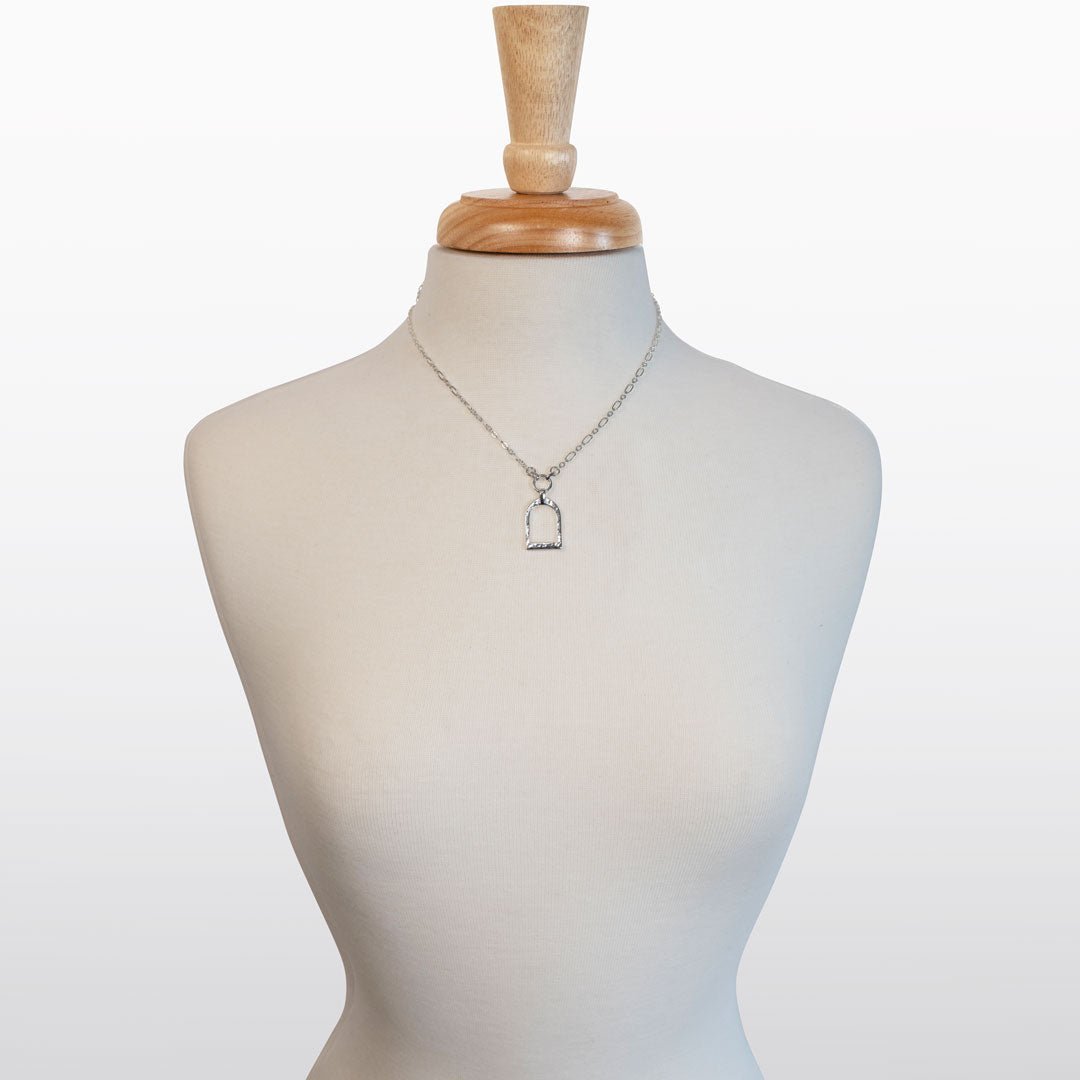 Denby- Equestrian Riding Stirrup Necklace in Silver