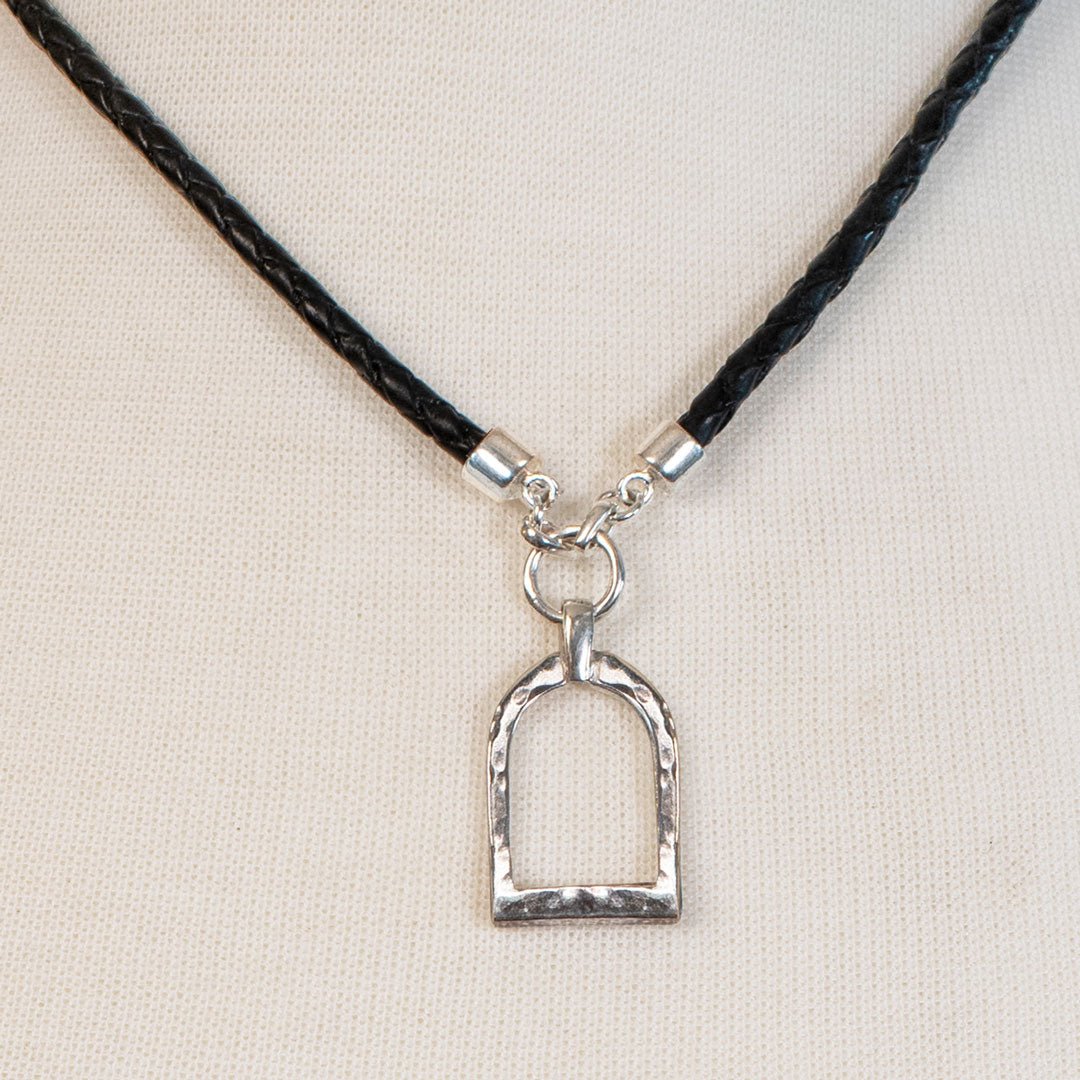 Denby - Leather 7 Silver Equestrian Riding Stirrup Necklace