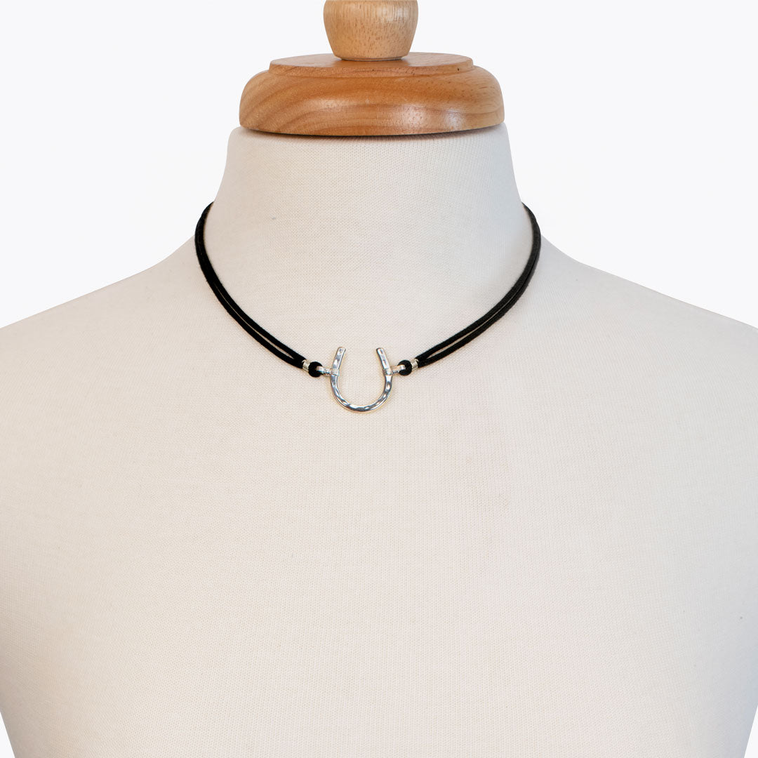 Devlin - Horseshoe Necklace w/ Double Cord in Silver
