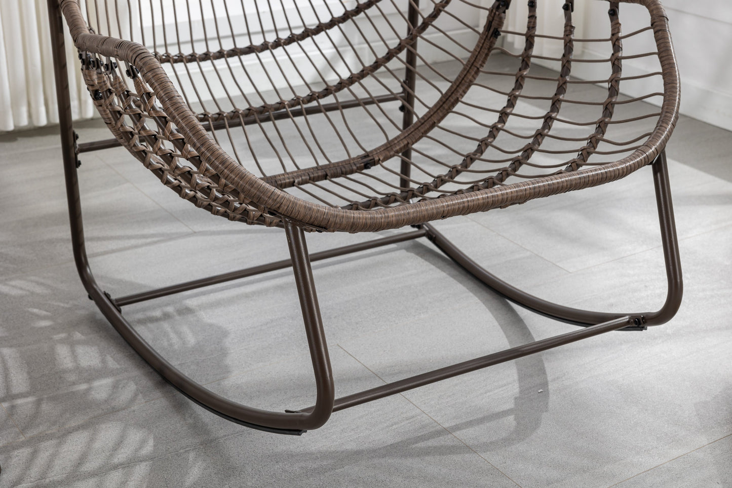 Rocking Chair Rattan Cushioned Seat White