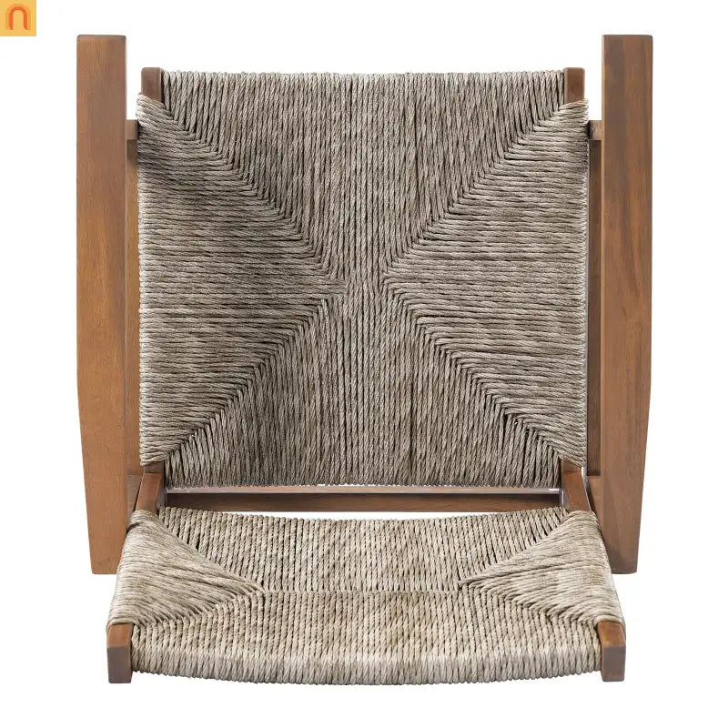 Dining Chair Outdoor Modern with Acacia Wood Frame and Handwoven Wicker Seat