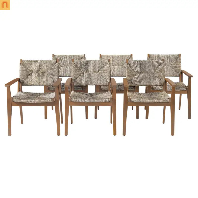 Dining Chair Outdoor Modern with Acacia Wood Frame and Handwoven Wicker Seat