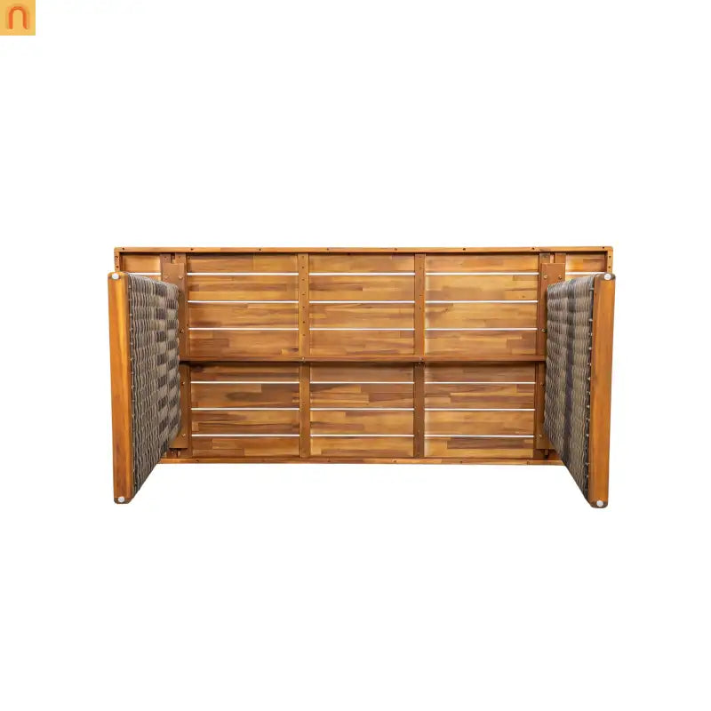 Dining Table Teak Finish Acacia Wood Outdoor for Four