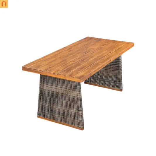 Dining Table Teak Finish Acacia Wood Outdoor for Four