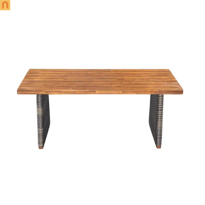 Dining Table Teak Finish Acacia Wood Outdoor for Four