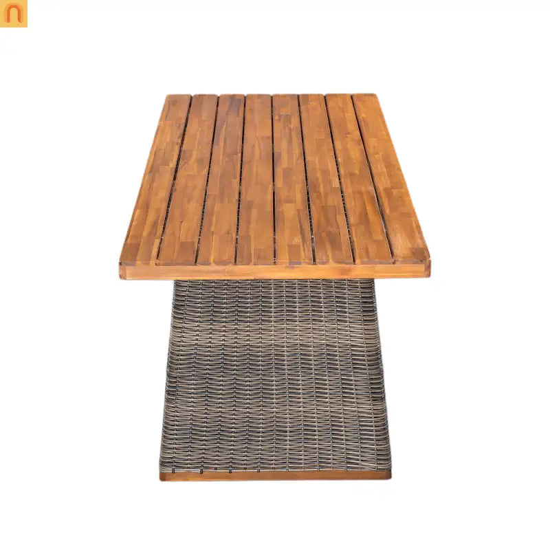 Dining Table Teak Finish Acacia Wood Outdoor for Four