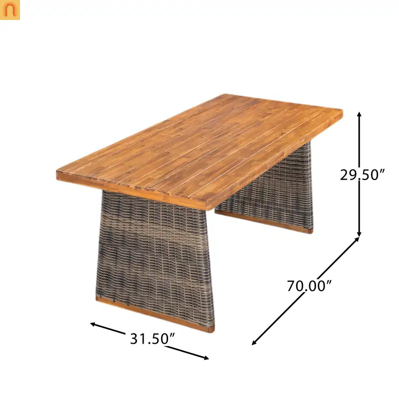 Dining Table Teak Finish Acacia Wood Outdoor for Four