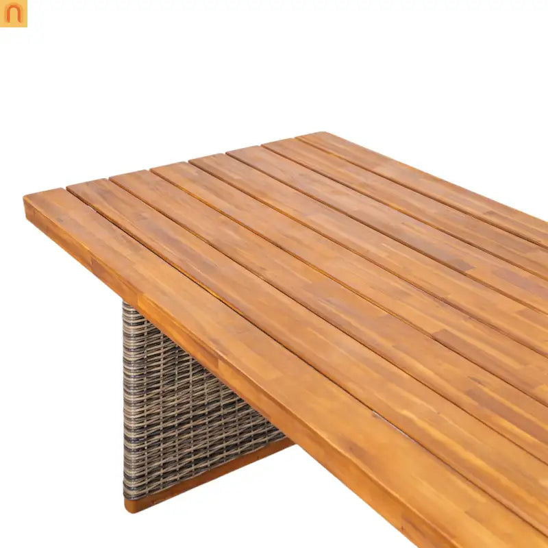 Dining Table Teak Finish Acacia Wood Outdoor for Four