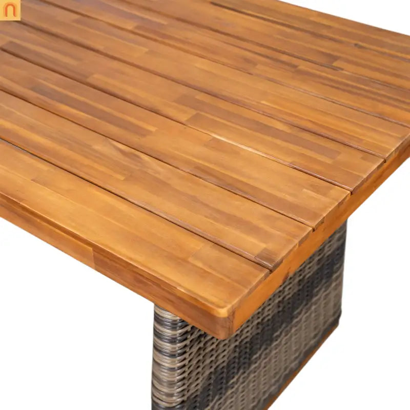 Dining Table Teak Finish Acacia Wood Outdoor for Four