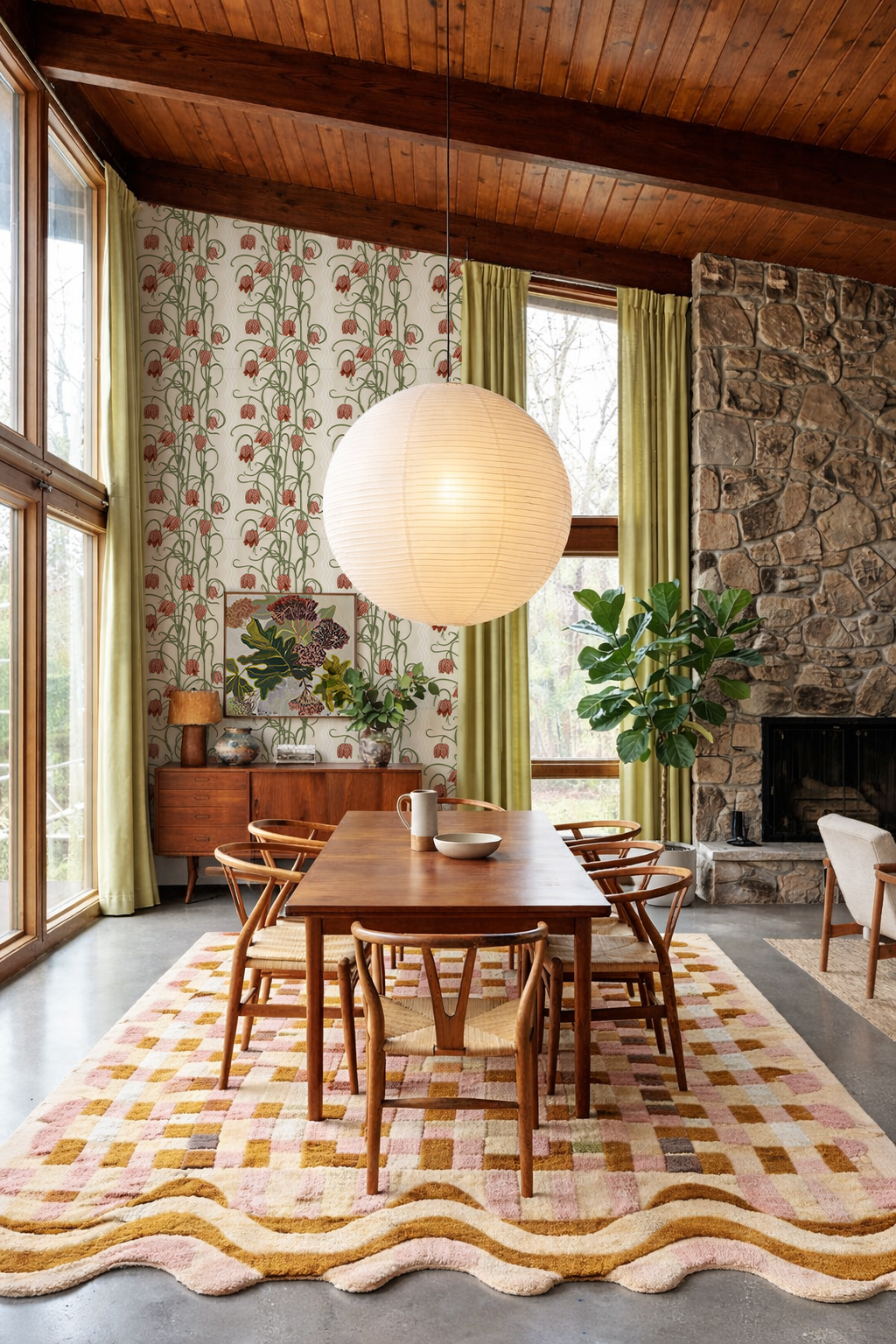 Campanas Wallpaper, neutral and burnt orange