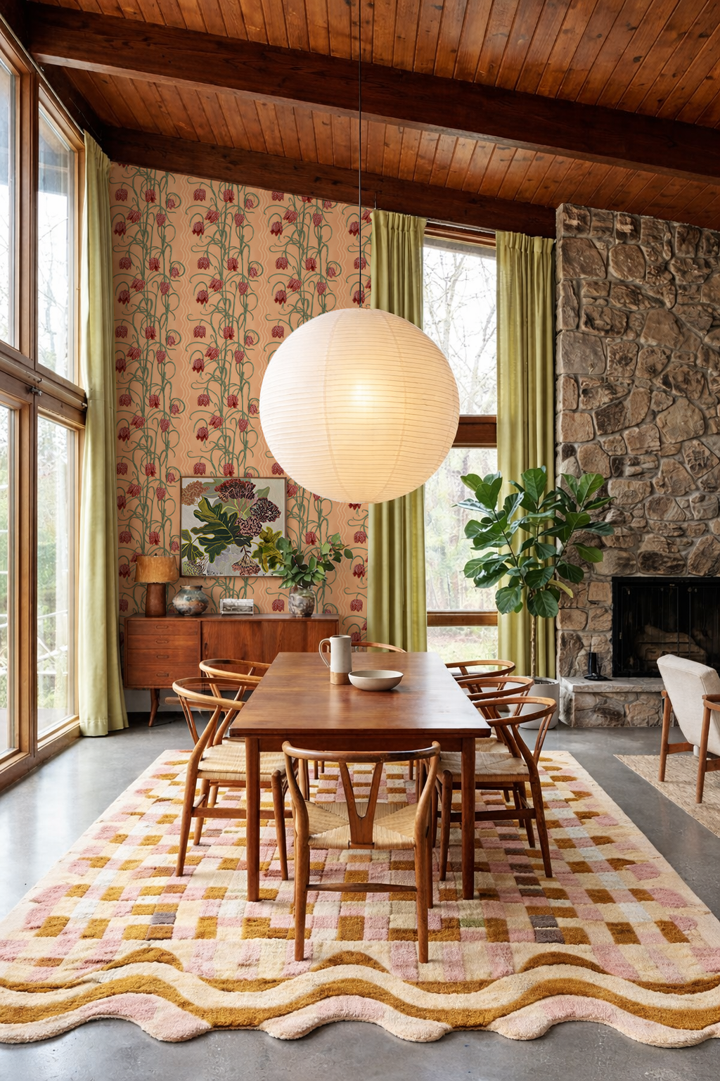 Campanas Wallpaper, peach and rust