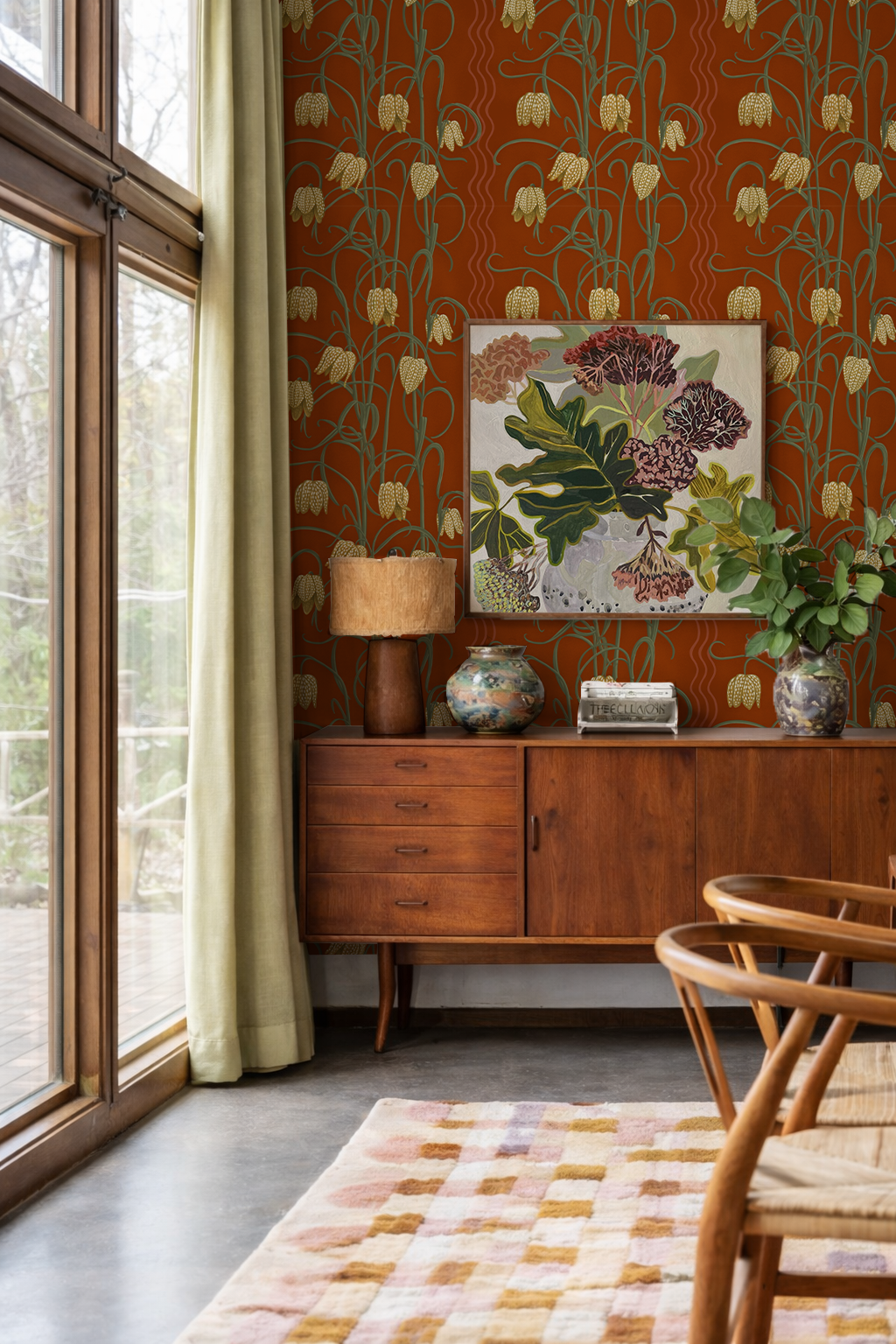 Campanas Wallpaper, rust and yellow