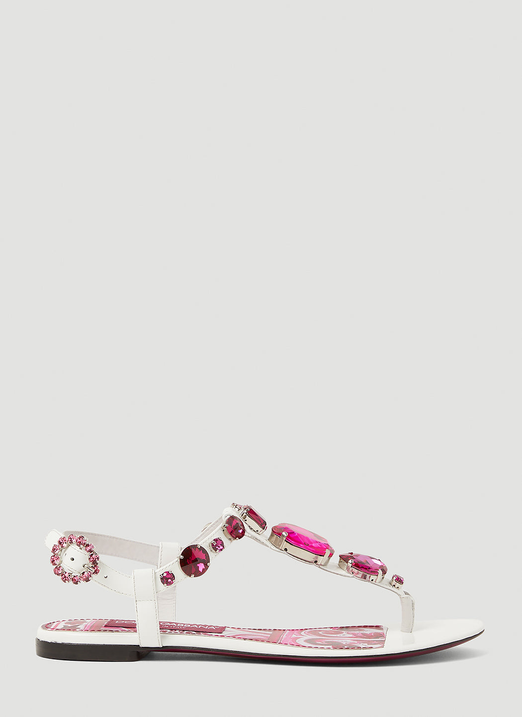 Dolce & Gabbana Crystal Majolica Flat Sandals – Made in Italy