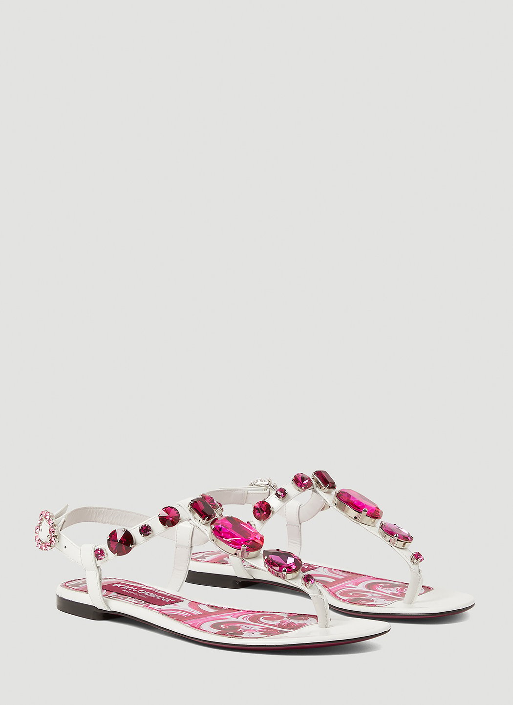 Dolce & Gabbana Crystal Majolica Flat Sandals – Made in Italy