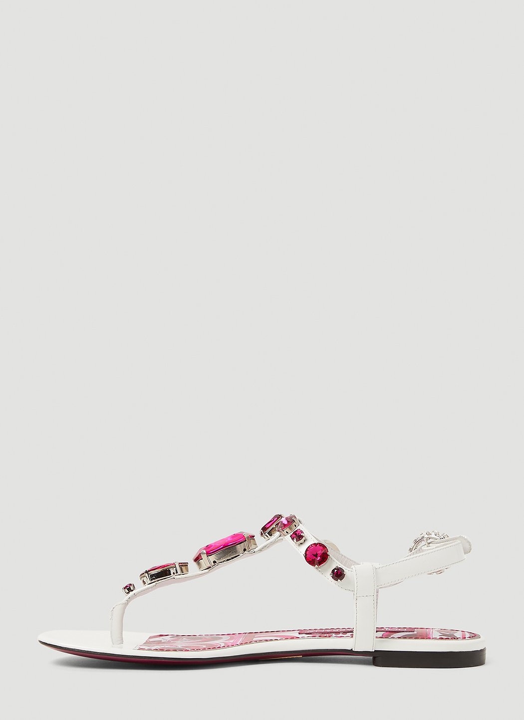 Dolce & Gabbana Crystal Majolica Flat Sandals – Made in Italy