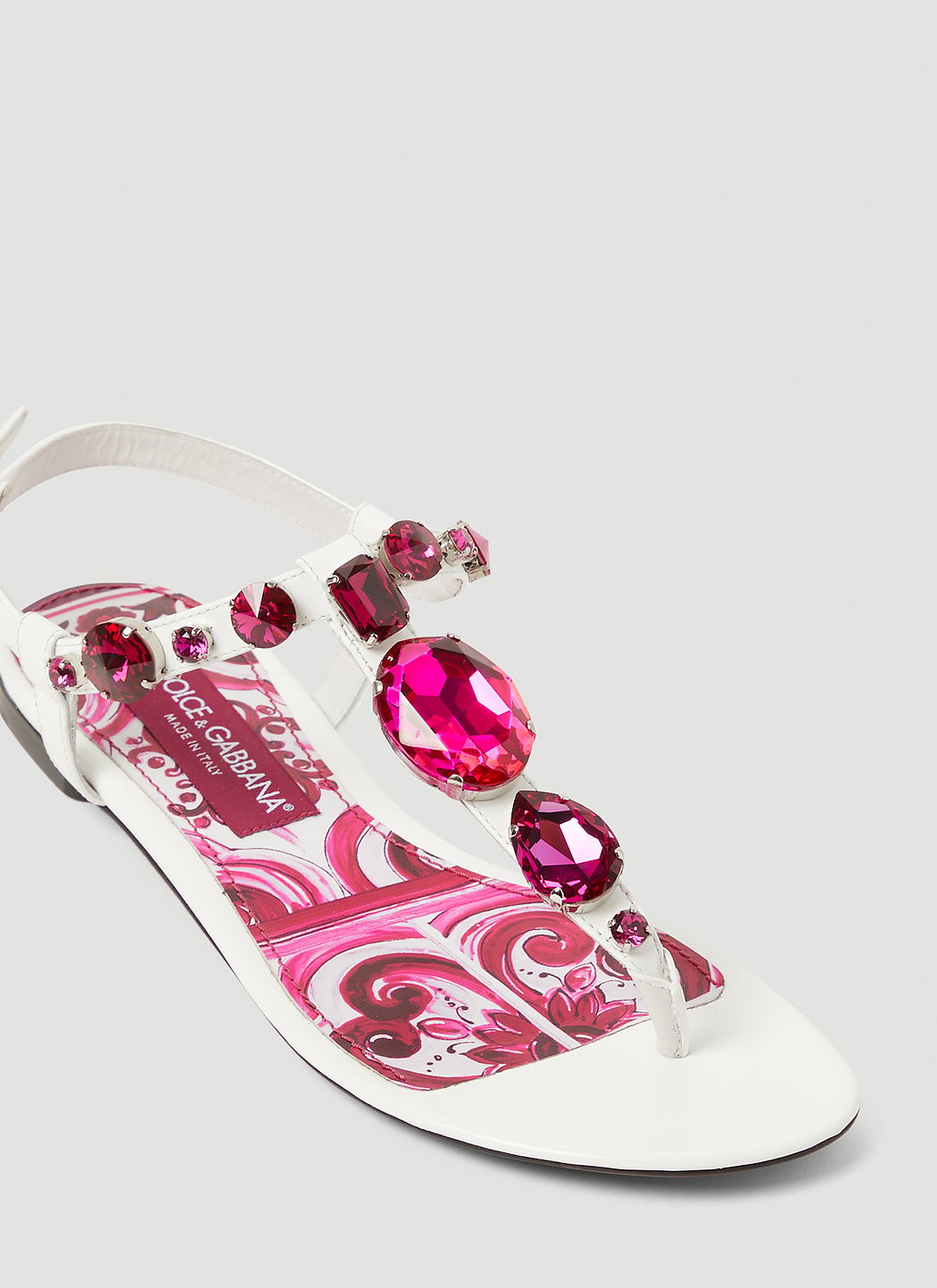 Dolce & Gabbana Crystal Majolica Flat Sandals – Made in Italy
