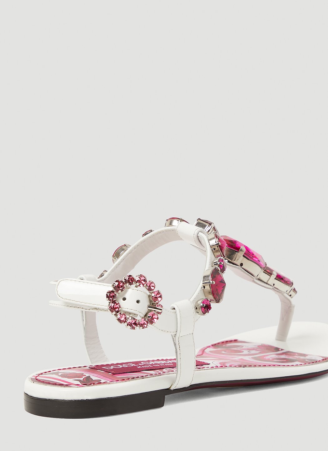 Dolce & Gabbana Crystal Majolica Flat Sandals – Made in Italy