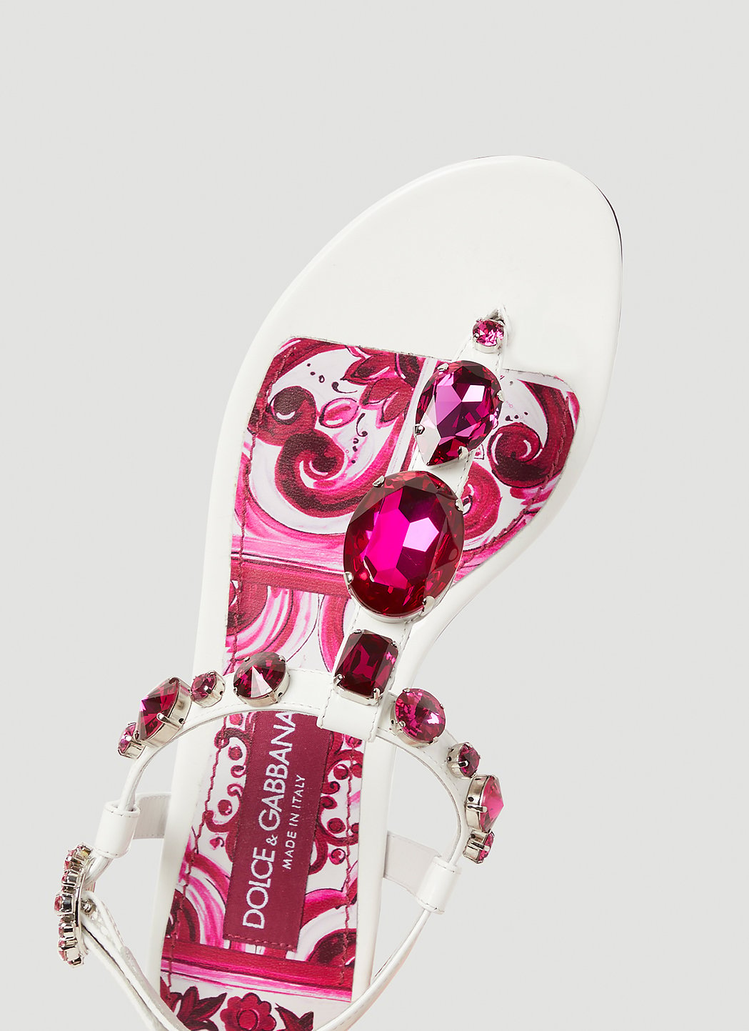 Dolce & Gabbana Crystal Majolica Flat Sandals – Made in Italy